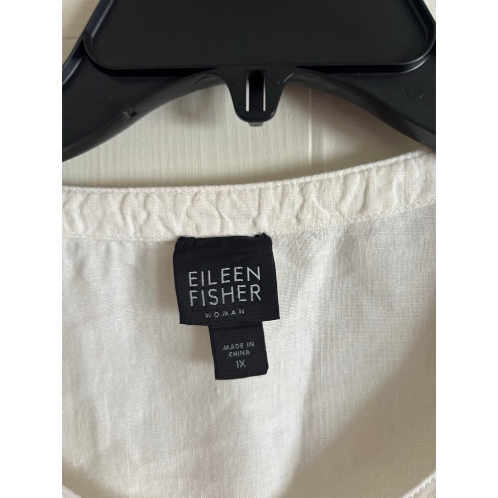 Eileen Fisher Women’s 100% Organic Linen White Button Up Shirt 1X Long Sleeve - Picture 5 of 6
